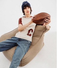 GEMO Tee-shirt manches courtes raglan contrastantes homme - Camps United Beige