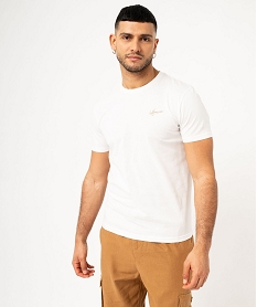 GEMO Tee-shirt manches courtes coupe droite en coton homme blanc standard