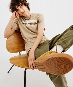 GEMO Tee-shirt manches courtes imprimé homme beige taupe