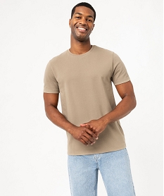 GEMO Tee-shirt manches courtes en maille piquée homme Brun