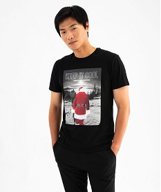 GEMO Tee-shirt manches courtes avec motif Père Noël homme noir standard