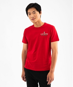 GEMO Tee-shirt manches courtes avec message humoristique homme rouge standard