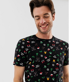 GEMO Tee-shirt de Noël manches courtes imprimé homme Bleu