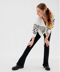 GEMO Leggings en maille côtelée coupe flare femme noir standard
