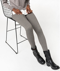 GEMO Leggings à motif pied de poule et paillettes femme Imprimé