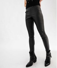 GEMO Legging en tissu enduit avec boutons décoratifs femme Noir
