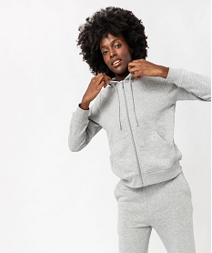GEMO Sweat zippé à capuche femme Gris