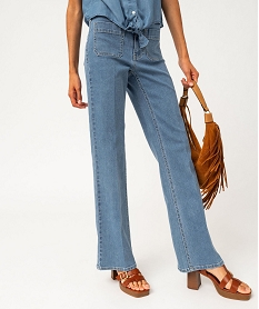 GEMO Jean flare taille haute en denim extensible femme Bleu