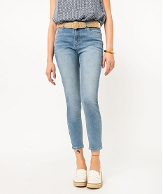 GEMO Jean 78ème coupe slim avec ceinture tressée femme Bleu