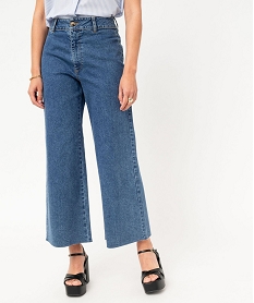 GEMO Pantacourt en jean cropped wide leg femme Gris