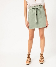 GEMO Jupe en toile denim avec ceinture femme Vert