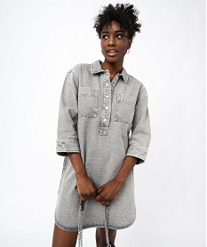 GEMO Robe en jean forme liquette femme gris standard