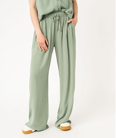 GEMO Pantalon fluide en viscose coupe large femme vert standard