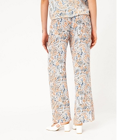 GEMO Pantalon fluide en viscose coupe large à motif cachemire femme Imprimé