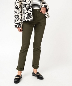 GEMO Pantalon coupe Regular taille normale femme kaki fonce