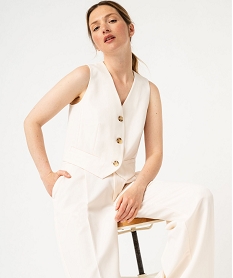 GEMO Pantalon large en toile femme blanc chine