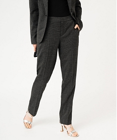 GEMO Pantalon à motif pied de poule femme gris standard