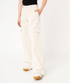 GEMO Pantalon large coupe cargo femme blanc vif