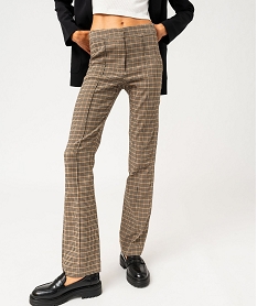 GEMO Pantalon droit extensible motif Princes-de-Galles femme Imprimé