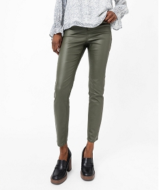 GEMO Pantalon skinny enduit push-up taille haute femme kaki standard