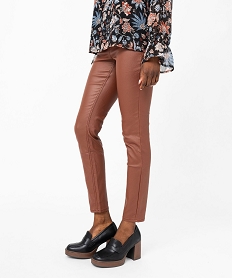 GEMO Pantalon skinny enduit push-up taille haute femme marron vif