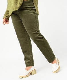 GEMO Pantalon en velours côtelé femme grande taille Vert