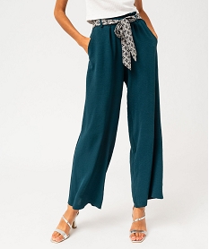 GEMO Pantalon large et fluide avec ceinture à motifs femme bleu standard