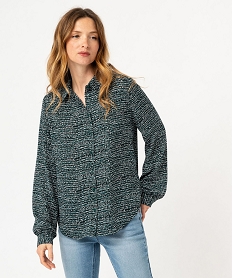 GEMO Chemise imprimée en voile fluide femme Vert