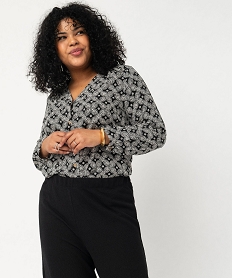 GEMO Chemise à manches longues imprimée femme grande taille Noir