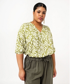 GEMO Blouse imprimée à manches 34 femme grande taille Vert