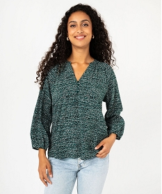 GEMO Blouse fluide imprimée à manches 34 femme imprime tache
