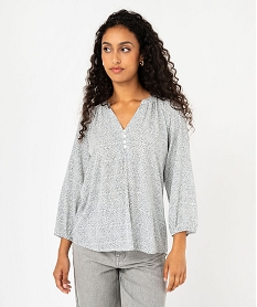 GEMO Blouse fluide imprimée à manches 34 femme Imprimé
