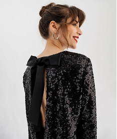 GEMO Haut à sequins ouvert dans le dos femme noir standard