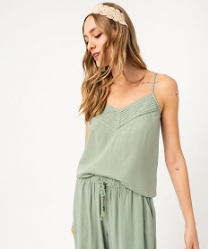 GEMO Débardeur à fines bretelles à micro motifs femme vert standard