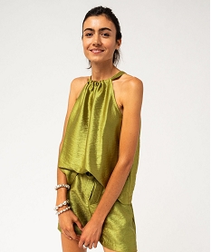 GEMO Blouse sans manches avec col ajustable femme Blanc