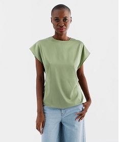 GEMO Blouse à manches courtes en matière satinée femme Vert