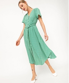 GEMO Robe chemise manches courtes coupe longue femme Imprimé