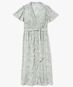 GEMO Robe chemise manches courtes coupe longue femme imprime fleur