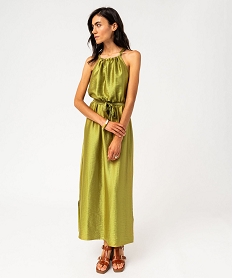 GEMO Robe longue satinée sans manches femme Vert