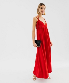 GEMO Robe de soirée en satin avec bretelles à nouer femme Rouge