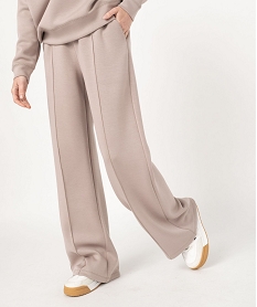 GEMO Pantalon large en maille à taille élastiquée femme Brun
