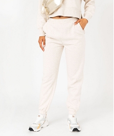 GEMO Pantalon de jogging en molleton doux femme blanc chine