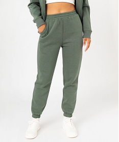 GEMO Pantalon de jogging en molleton doux femme vert standard