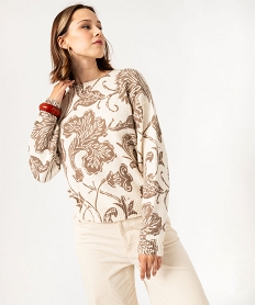 GEMO Pull imprimé fleuri femme Imprimé