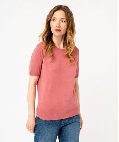 GEMO Pull à manches courtes en maille fine femme rose standard