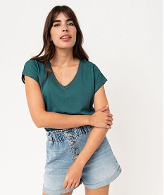 GEMO Tee-shirt à manches courtes avec finitions scintillantes femme bleu standard