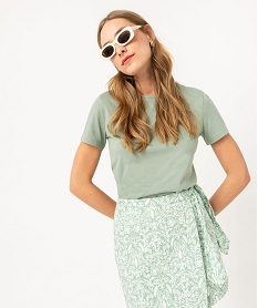 GEMO Tee-shirt à manches courtes et col rond femme Vert