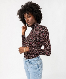 GEMO Tee-shirt manches longues et col roulé imprimé femme Imprimé