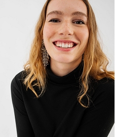 GEMO Tee-shirt à manches longues avec col roulé femme Noir