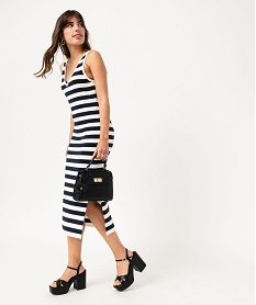 GEMO Robe longue sans manches en maille rayée femme - LuluCastagnette Imprimé